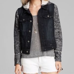 Free People Denim and Knit Hooded Jacket